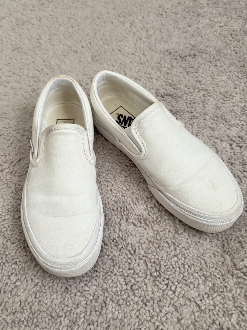 Vans White Slip-On Canvas Sneakers